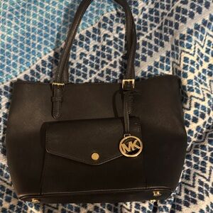 Michael Kors Black Tote with Gold Accents